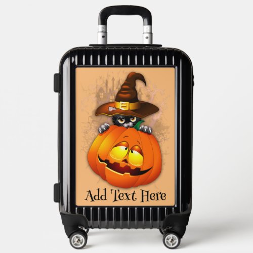 Halloween Cute Kitty Witch and Pumpkin Friend  Luggage