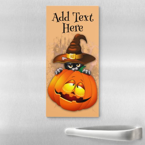 Halloween Cute Kitty Witch and Pumpkin Friend  Magnetic Notepad
