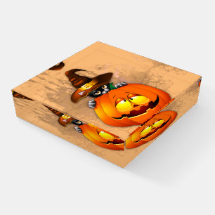 Halloween Cute Kitty Witch and Pumpkin Friend Paperweight