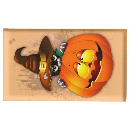 Halloween Cute Kitty Witch and Pumpkin Friend  Place Card Holder