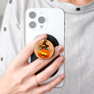 Halloween Cute Kitty Witch and Pumpkin Friend PopSocket
