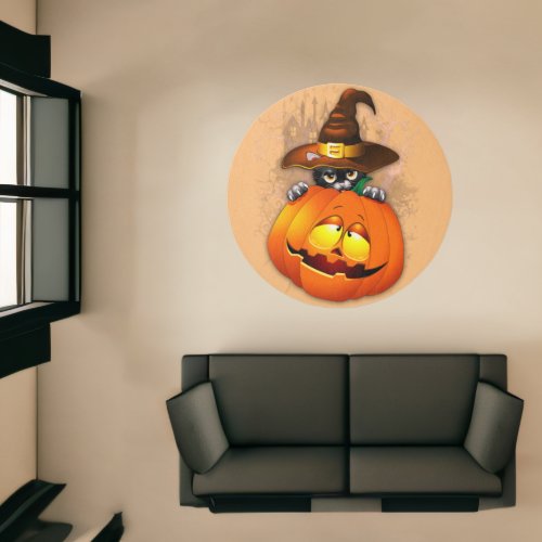 Halloween Cute Kitty Witch and Pumpkin Friend  Rug