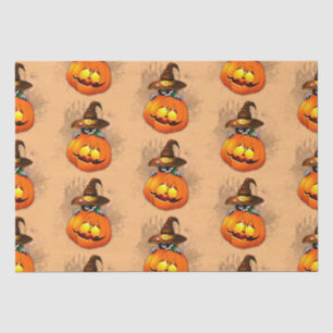 Halloween Cute Kitty Witch and Pumpkin Friend Tissue Paper