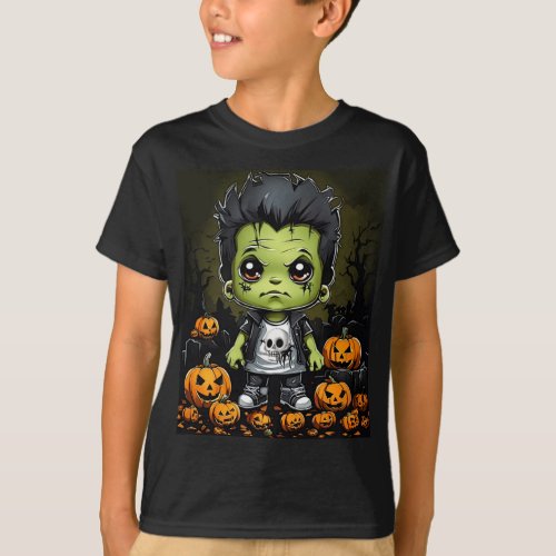 Halloween cute little frankenstein monster T_Shirt
