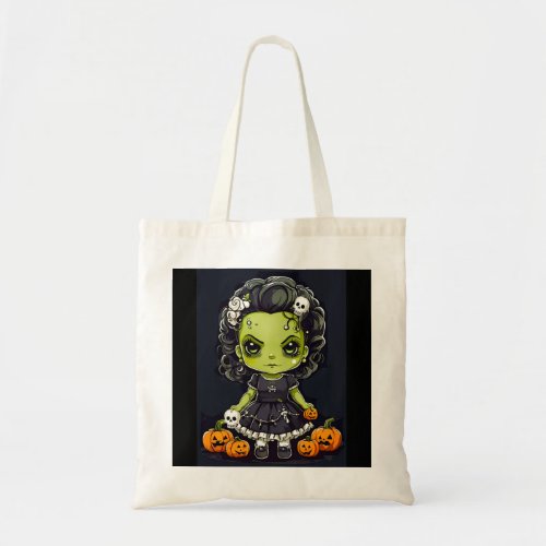 Halloween cute little frankensteins bride tote bag