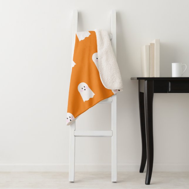 Halloween Cute Little Ghost Boy's Sherpa Blanket (In Situ)