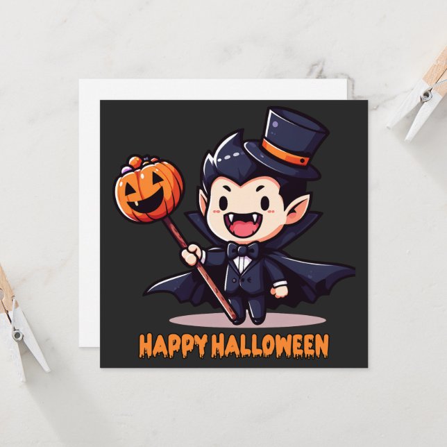 Halloween - Cute Little Vampire Invitation (Front/Back In Situ)