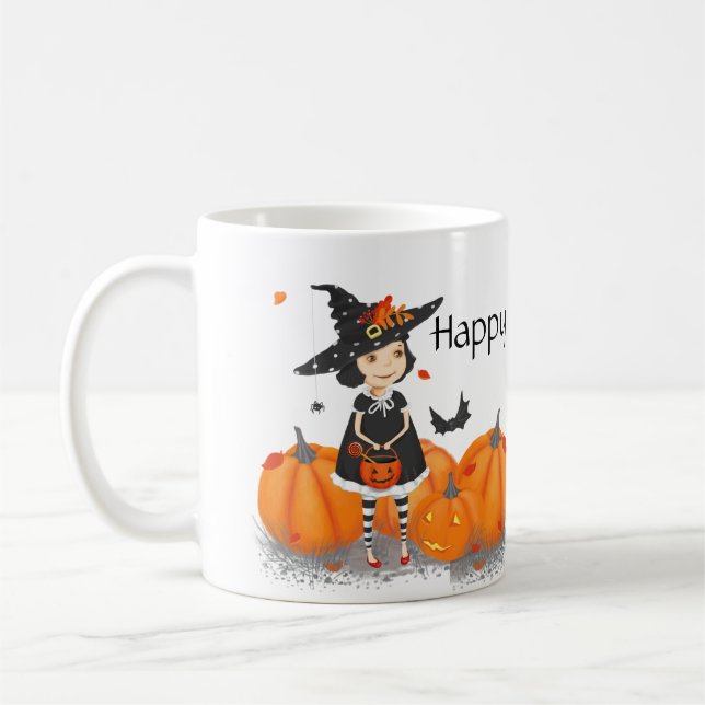 Halloween Cute Little Witch Coffee Mug (Left)