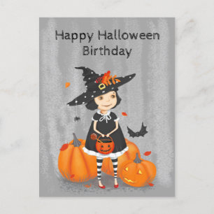  Halloween Cute Little Witch  Postcard