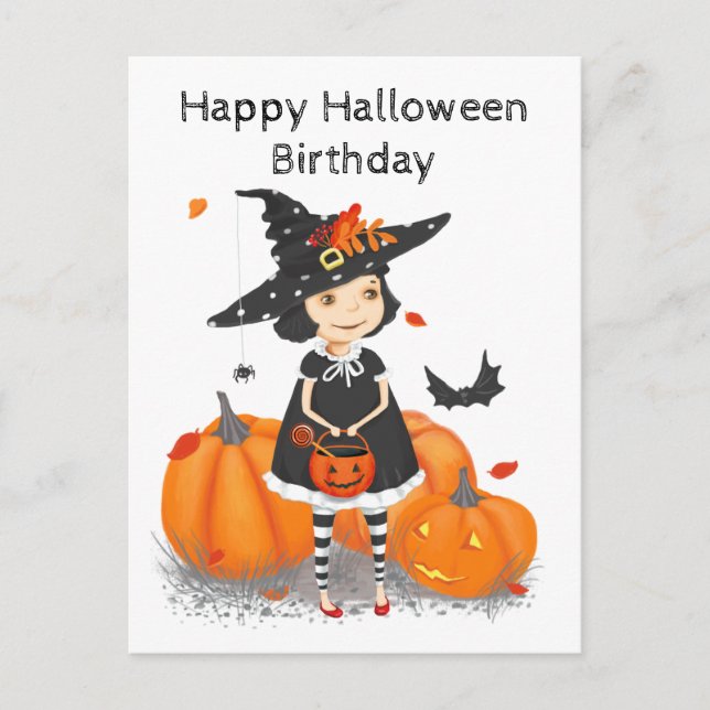 Halloween Cute Little Witch Postcard (Front)