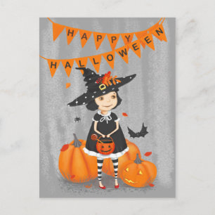Halloween Cute Little Witch Postcard