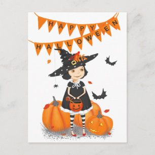 Halloween Cute Little Witch Postcard
