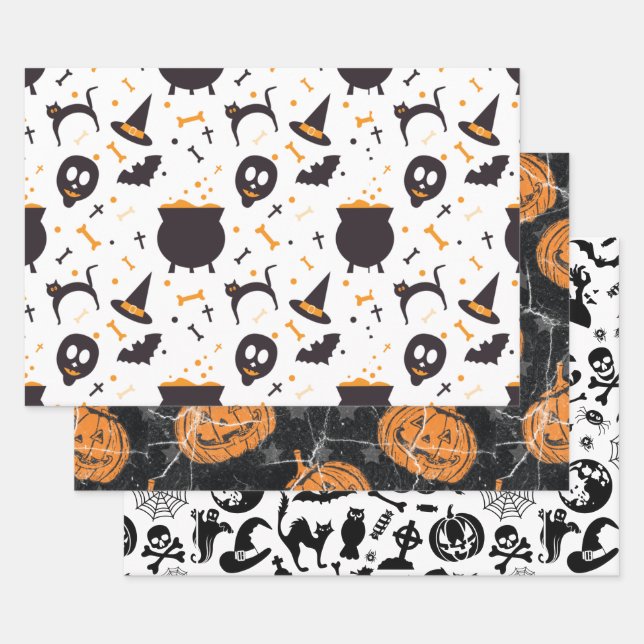 Halloween Cute Mixed Pattern  Wrapping Paper Sheets (Set)