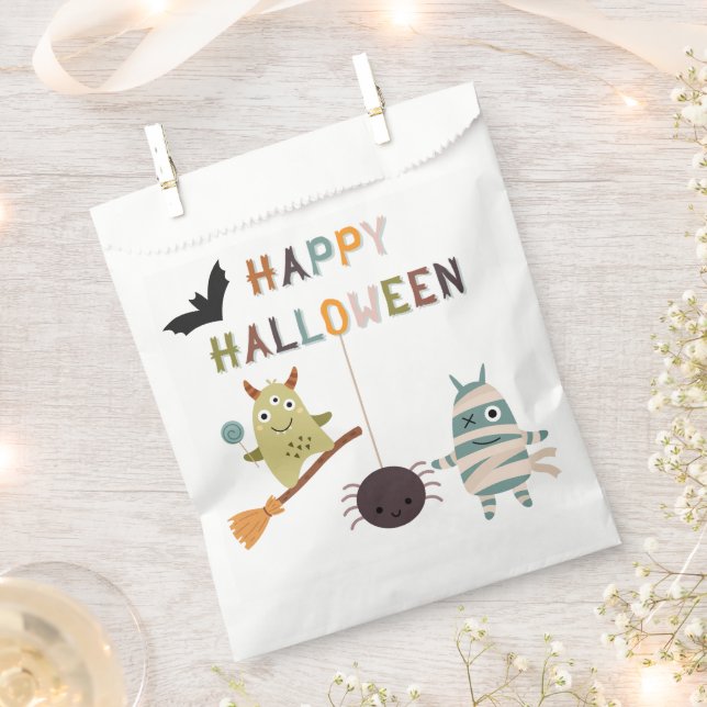 Halloween Cute Monsters Party Favor Bag (Clipped)