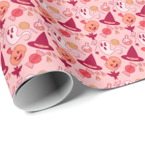 Halloween Cute Pastel Pink Birthday Girl Wrapping Paper