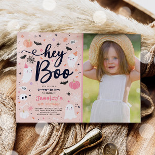 Halloween Cute Pink Ghost Birthday Spooktacular Invitation