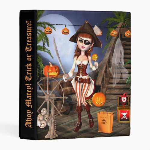Halloween Cute Pirate Girl Avery Binder