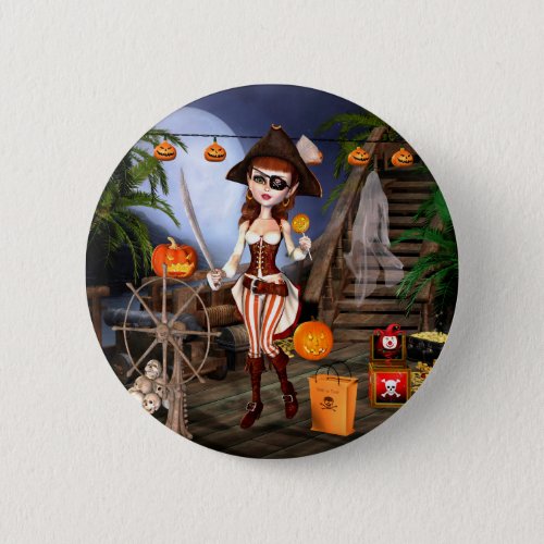 Halloween Cute Pirate Girl Buttons