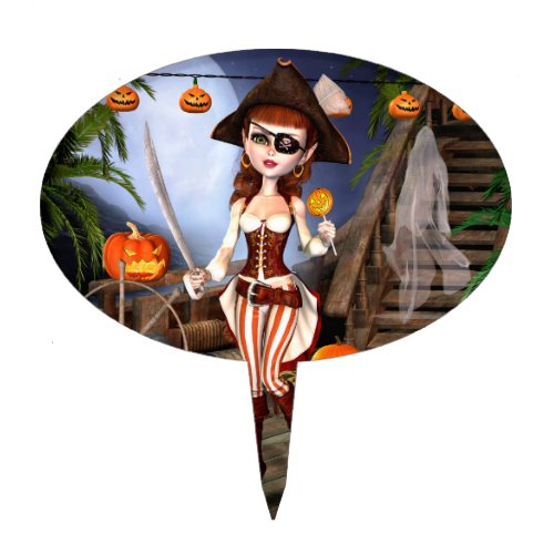 Halloween Cute Pirate Girl Cake Pick