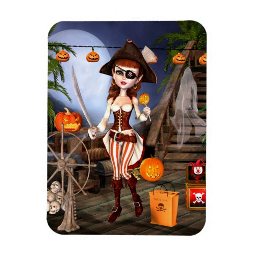 Halloween Cute Pirate Girl Flexible Magnets
