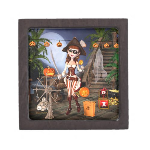 Halloween Cute Pirate Girl Magnetic Gift Box
