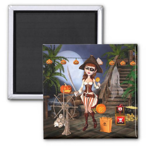 Halloween Cute Pirate Girl Magnets