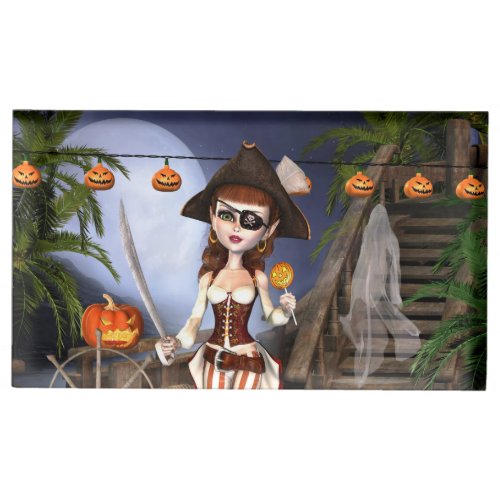 Halloween Cute Pirate Girl Table Card Holder
