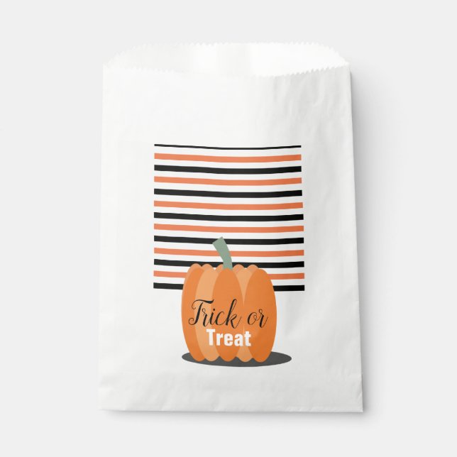 Halloween Cute Pumpkin and Stripes Treats Favor Bag (Front)