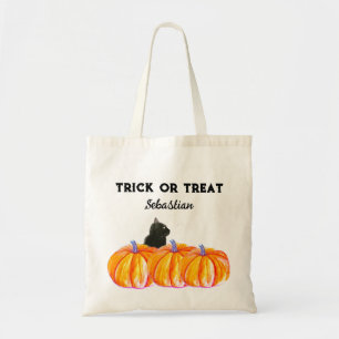 Halloween Cute Pumpkin Black cat Modern  Tote Bag
