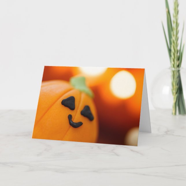 Halloween Cute Pumpkin Cupcake Sweet Treat Card (Front)