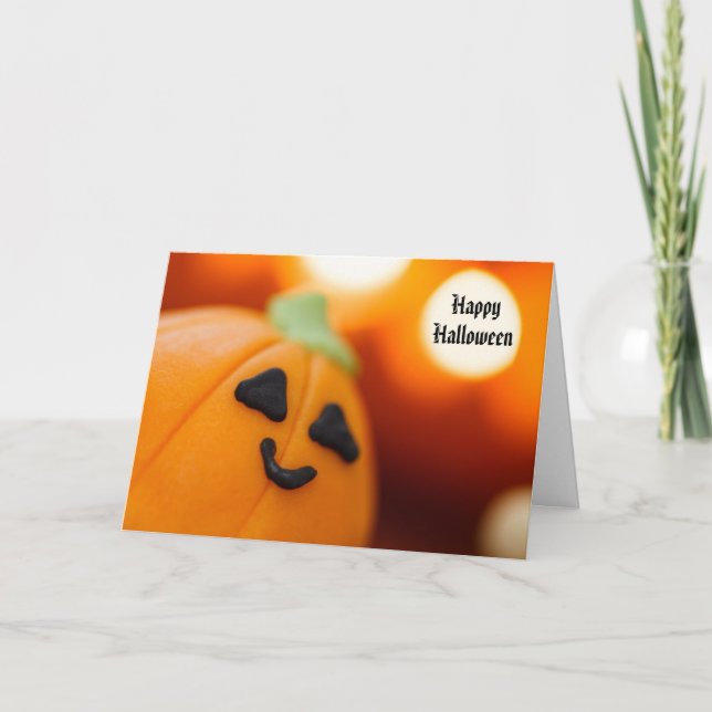 Halloween Cute Pumpkin Cupcake Sweet Treat Card (Front)