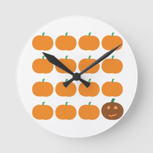 Halloween Cute Pumpkin Patch Round Clock
