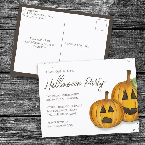 Halloween Cute Pumpkins Jack Olanterns Budget Postcard