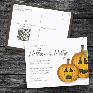 Halloween Cute Pumpkins Jack Simple Social Media Postcard