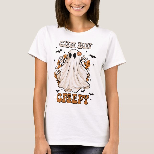 Halloween Cute Retro Groovy Creepy Ghost T-Shirt (Front)