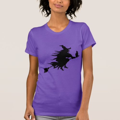 Halloween Cute Scary Black Witch Purple T_Shirt