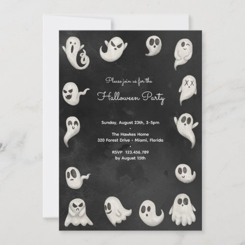 Halloween cute scary ghosts party invitation