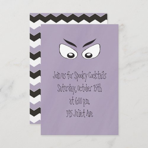 Halloween Cute Scary Spooky Eyes Chevron Striped Invitation