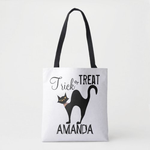 Halloween Cute Simple Trick or Treat Black Cat Tote Bag