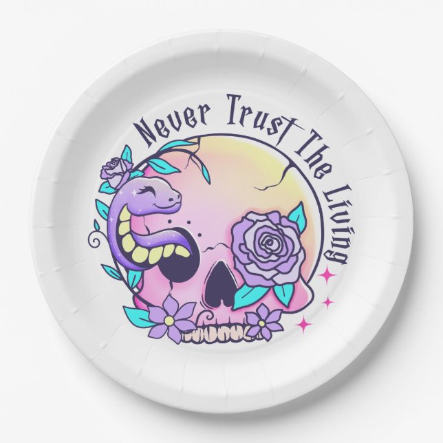 Halloween Cute Skull  Paper Plates (Front)