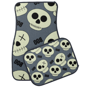Halloween cute skull with boo childish seamless pa car floor mat