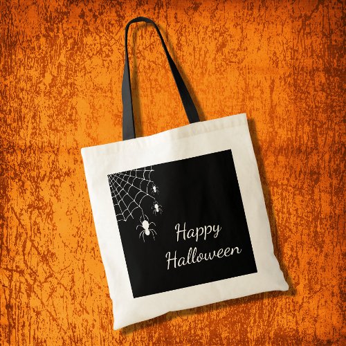 Halloween Cute Spiders Black White Web Gothic Tote Bag