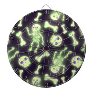 Halloween Cute Spooky Glowing Skeleton Bones Skull Dart Board