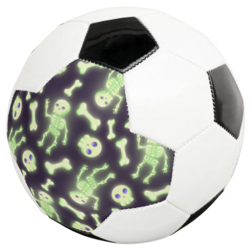 Halloween Cute Spooky Glowing Skeleton Bones Skull Soccer Ball