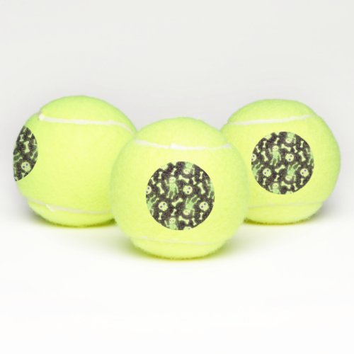 Halloween Cute Spooky Glowing Skeleton Bones Skull Tennis Balls