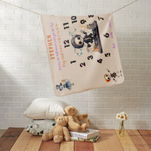 Halloween Cute Spooky Skeletons Baby Milestone Blanket