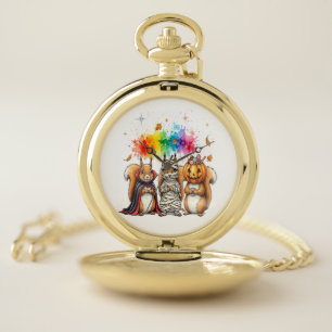 Halloween Cute Squirrels Costume Pocket Watch