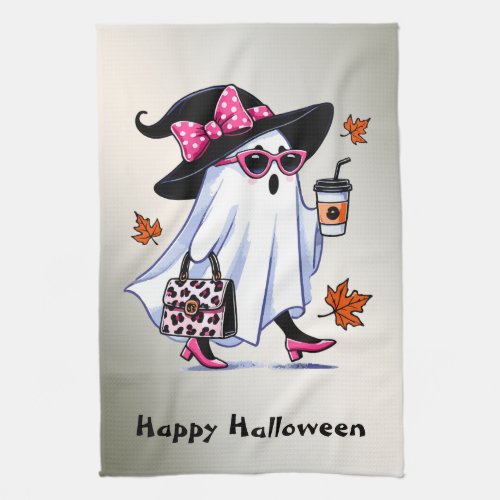 Halloween Cute Stylish Witch Ghost Coffee Cup Kitchen Towel