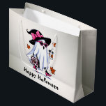 Halloween Cute Stylish Witch Ghost Coffee Cup Large Gift Bag<br><div class="desc">Halloween Cute Stylish Witch Ghost Coffee Cup Large Gift Bag. Unique,  beautiful,  stylish design. Easy to be personalized. Font style,  size and colors can be changed. Matching items are available.</div>