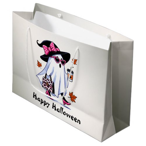 Halloween Cute Stylish Witch Ghost Coffee Cup Large Gift Bag